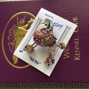 Whimsical Silver Poodle Brooch/Pin